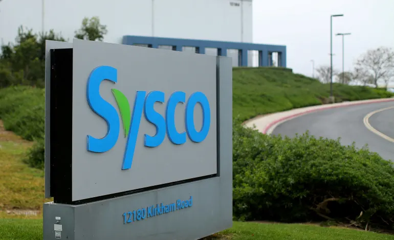 A Sysco sign is shown outside one of their distribution centers in Poway, California, U.S. February 6, 2017.  Mike Blake