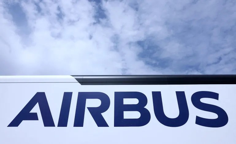 The logo of Airbus at the Eurosatory international land and air defence and security trade fair in Villepinte near Paris, France, June 15, 2026. Alice Sacco