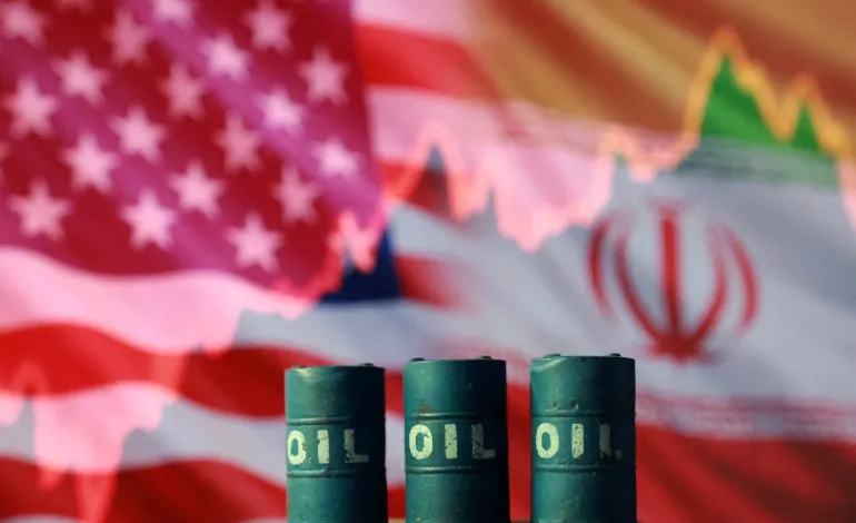 U.S. and Iranian flags, 3D printed oil barrels and rising stock graph are seen in this illustration taken March 23, 2026. Dado Ruvic