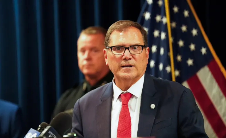 First Assistant U.S. Attorney John A. Sarcone III speaks during a press conference to announce the arrest of a woman accused of plotting to attack the New York State Capitol building in Albany, at the U.S. Courthouse in Albany, New York, U.S., August 20, 2026. According to a criminal complaint, Jessica Bowie, 35, allegedly pledged allegiance to ISIS and planned an attack on the Capitol building. REUTERS/Cindy Schultz