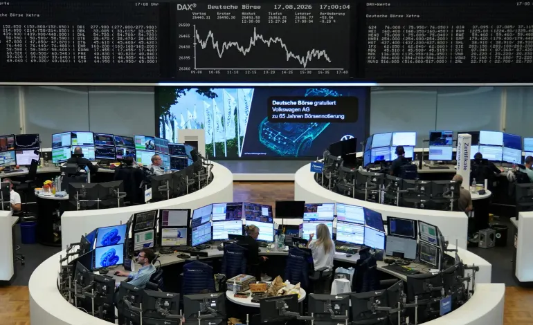 The German share price index DAX graph is pictured at the stock exchange in Frankfurt, Germany, August 17, 2026. Staff