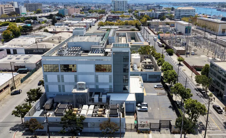 A drone view of the Digital Realty data center in Oakland, California, U.S., July 18, 2026. Fred Greaves