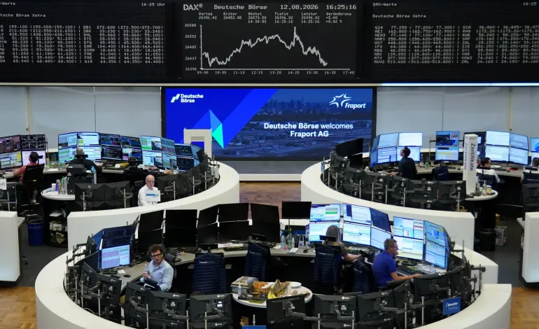 The German share price index DAX graph is pictured at the stock exchange in Frankfurt, Germany, August 12, 2026. Staff