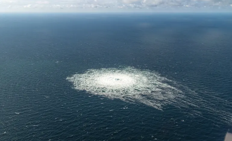 Gas leak at Nord Stream 2 as seen from the Danish F-16 interceptor on Bornholm, Denmark September 27, 2022. Danish Defence Command/Forsvaret  Ritzau Scanpix/via  /